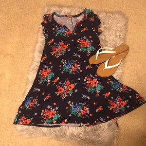 Navy Floral Swing Dress
